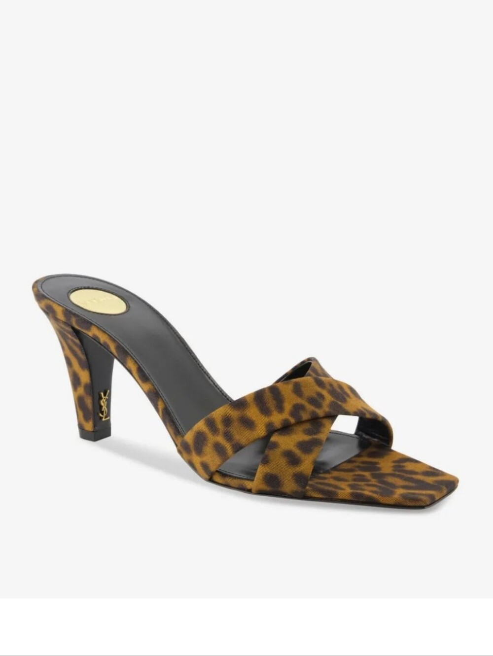 $990 Saint Laurent Jill Leopard Grosgrain Mules Brown Black EU 39.5 US 9.5 NIB